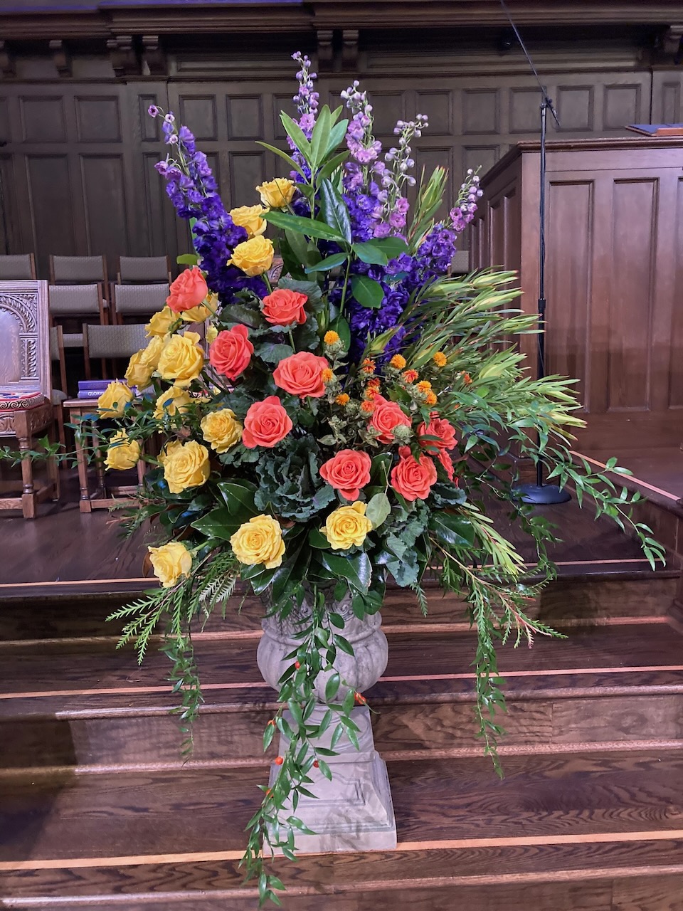 Garden basket arrangement by Jan Williams
